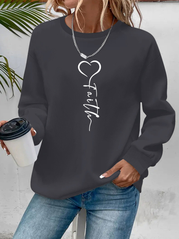 Valentin-napi női szívecskés és betűs mintás pulóver, aranyos hosszú ujjú, kerek nyakú, átlós szegélyű, Amazon