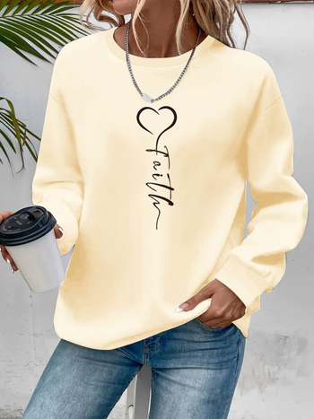 Valentin-napi női szívecskés és betűs mintás pulóver, aranyos hosszú ujjú, kerek nyakú, átlós szegélyű, Amazon