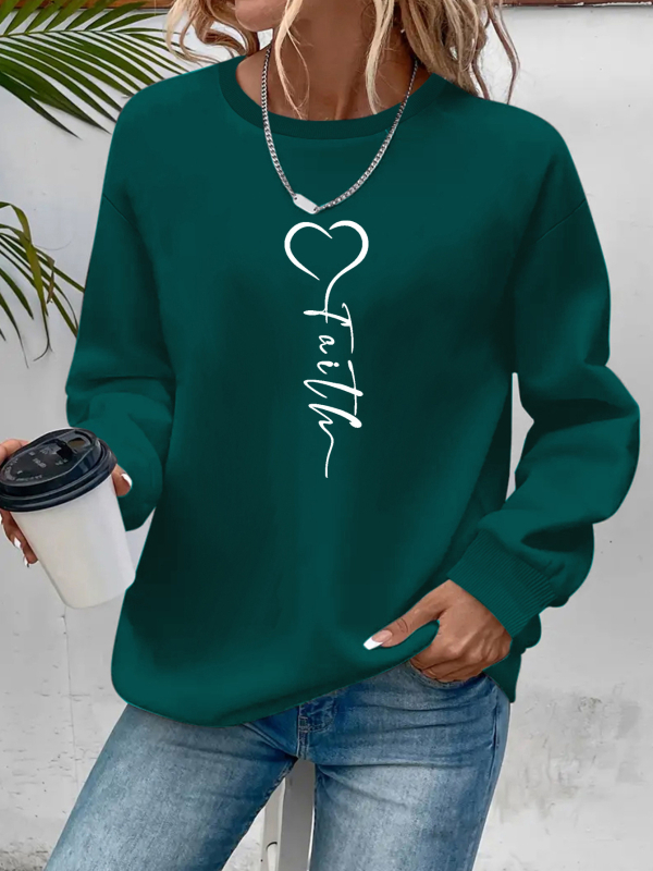 Valentin-napi női szívecskés és betűs mintás pulóver, aranyos hosszú ujjú, kerek nyakú, átlós szegélyű, Amazon