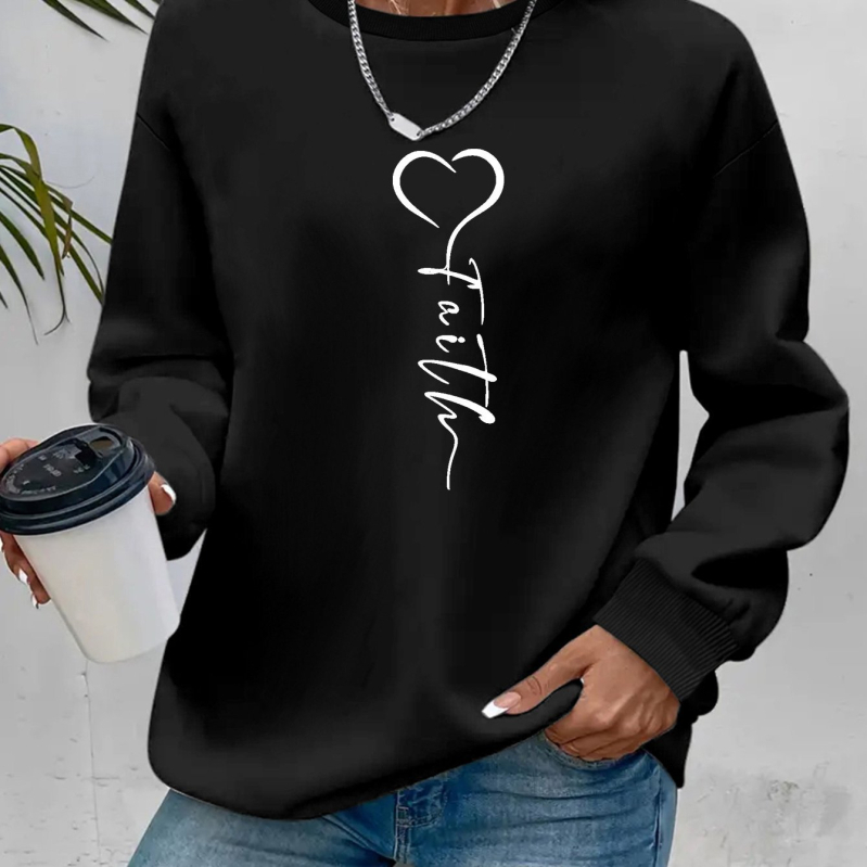 Valentin-napi női szívecskés és betűs mintás pulóver, aranyos hosszú ujjú, kerek nyakú, átlós szegélyű, Amazon