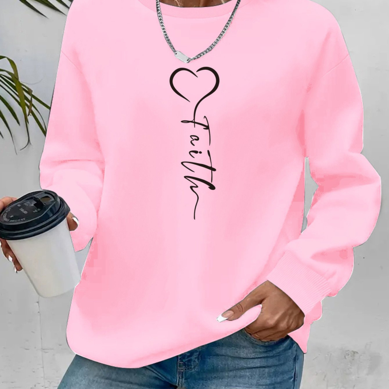 Valentin-napi női szívecskés és betűs mintás pulóver, aranyos hosszú ujjú, kerek nyakú, átlós szegélyű, Amazon