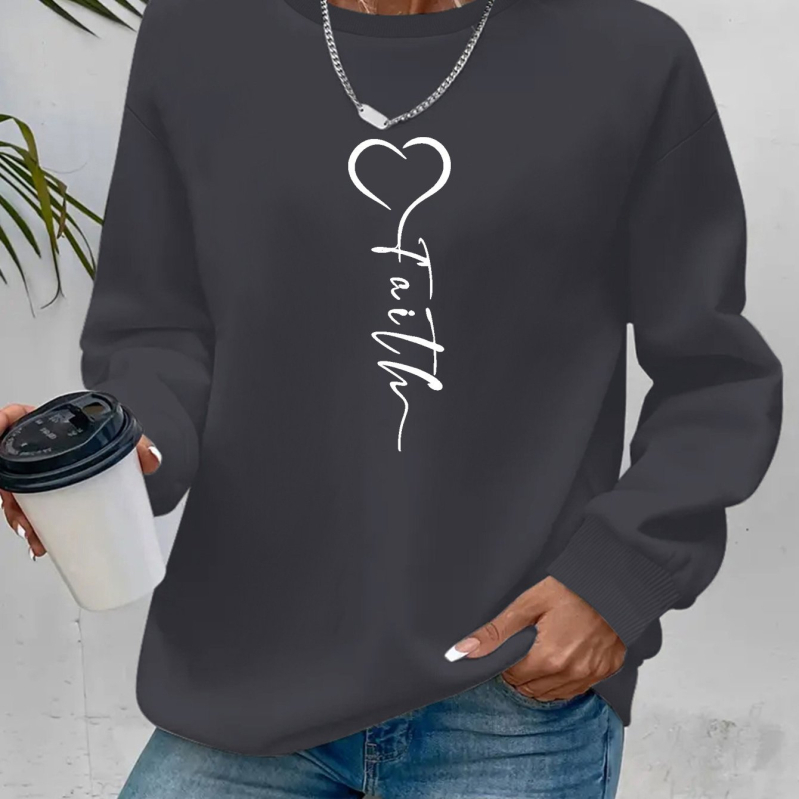 Valentin-napi női szívecskés és betűs mintás pulóver, aranyos hosszú ujjú, kerek nyakú, átlós szegélyű, Amazon