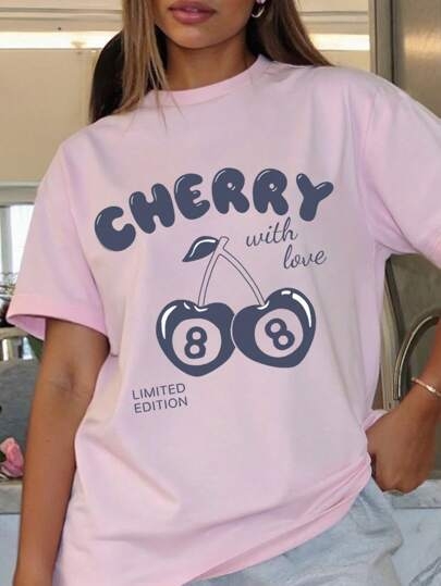 Határokon átnyúló európai kód független állomás SHEIN Relaxiva Plus Size női nyári szlogen