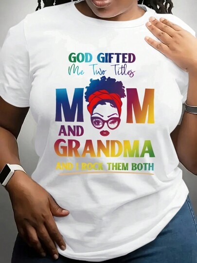 Határokon átnyúló európai kód független állomás SHEIN Relaxiva Plus Size női nyári szlogen