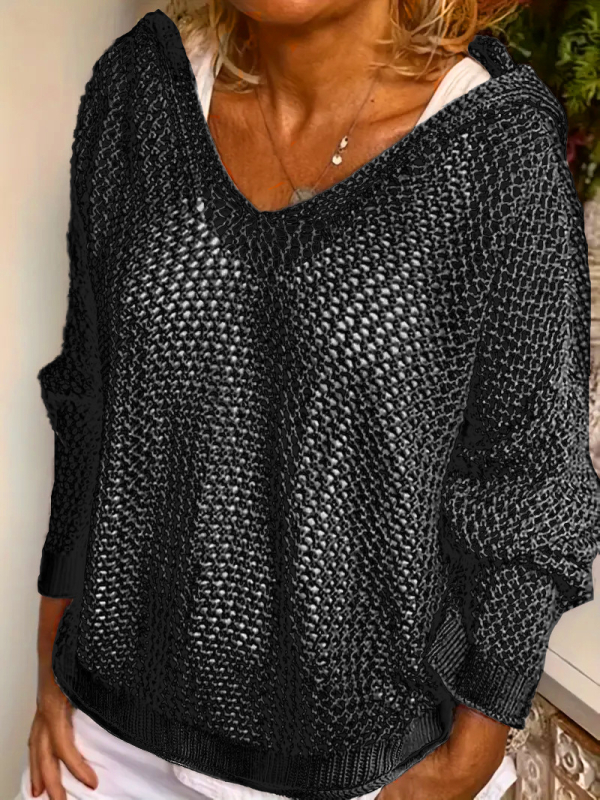 Europietiškos ir amerikietiškos moteriškos „Amazon Wish“ palaidinės ilgomis rankovėmis, plius dydžio, su gobtuvu ir tuščiaviduriu mezginiu.