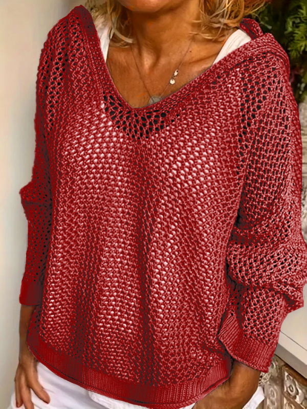 Europietiškos ir amerikietiškos moteriškos „Amazon Wish“ palaidinės ilgomis rankovėmis, plius dydžio, su gobtuvu ir tuščiaviduriu mezginiu.