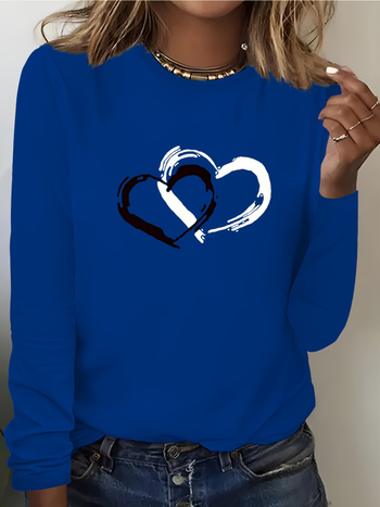 2025 Új Stílusú Női Hétköznapi Hosszú Ujjú, Kerek Nyakú, Szívmintás Pulóver