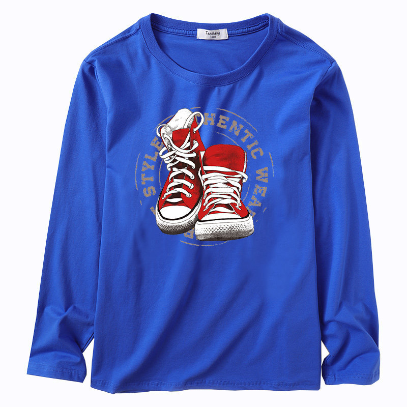 Есенна тениска за пухкави момчета с дълъг ръкав, голям размер, свободно детско облекло, дълга тениска, пуловер, базова риза за пухкави момчета