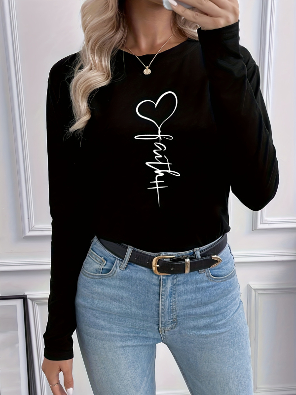 Rózsaszín szerelmeslevél ajaknyomatos hosszú ujjú női póló