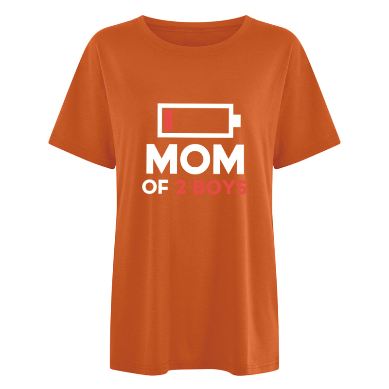 KÉTGYERMEKES ANYA Anyák napi póló Női európai kód független állomás póló női foltos felső akkumulátor mintás póló