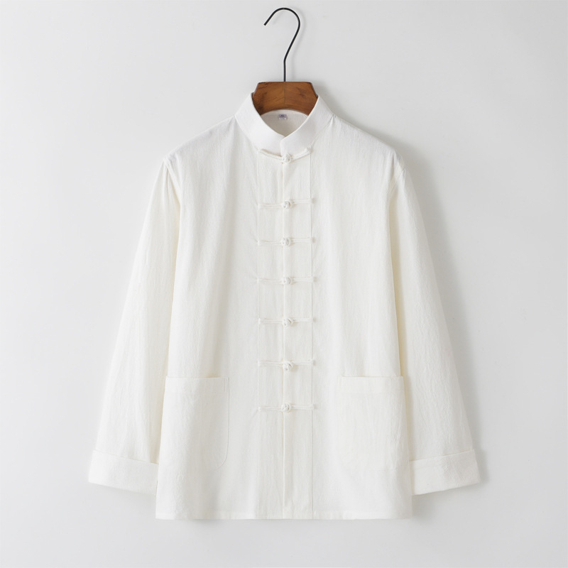 Tang meeste puuvillane ja linane jope kevad- ja sügisese vabaaja lahtise ülaosaga Hiina stiilis pandlaga meeste Guoxue I Jing vabaaja jope