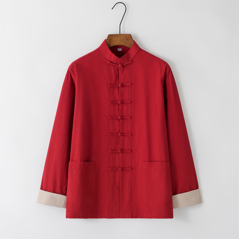 Tang meeste puuvillane ja linane jope kevad- ja sügisese vabaaja lahtise ülaosaga Hiina stiilis pandlaga meeste Guoxue I Jing vabaaja jope