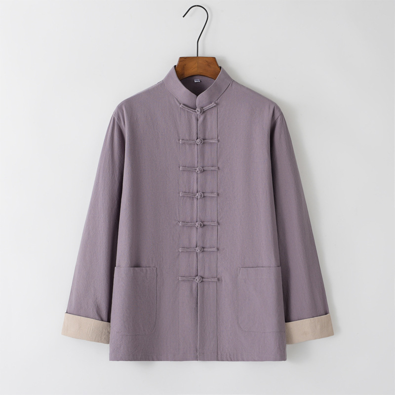 Tang meeste puuvillane ja linane jope kevad- ja sügisese vabaaja lahtise ülaosaga Hiina stiilis pandlaga meeste Guoxue I Jing vabaaja jope