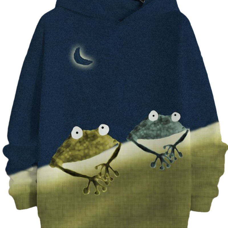Amazon Európa és Amerika Közvetlen Értékesítés Wei Yi Fun Frog Art Kreatív 3D Nyomtatású Férfi Kapucnis Kabát Alkalmi Korcsökkentés
