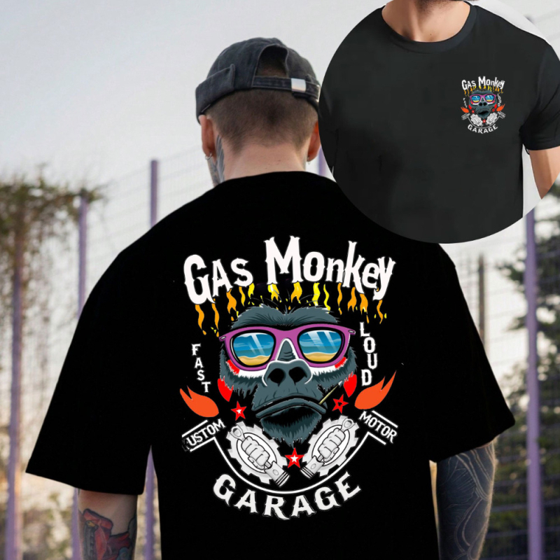 Nuostabi dvipusė „Gas Monkeys“ garažo medvilnė