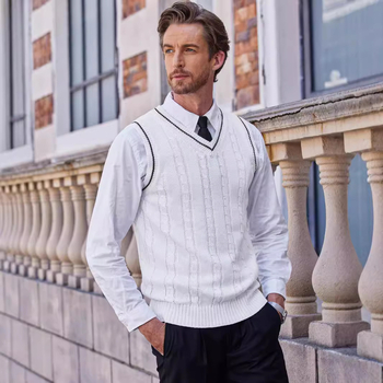 2024. aasta meeste kootud vest, varrukateta, vabaaja, pluss-suuruses meeste väliskaubanduse V-kaelusega paksendatud vesti alussärk