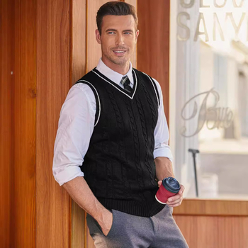 2024. aasta meeste kootud vest, varrukateta, vabaaja, pluss-suuruses meeste väliskaubanduse V-kaelusega paksendatud vesti alussärk