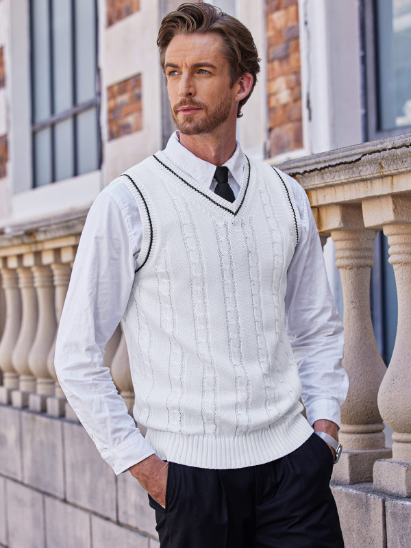 2024. aasta meeste kootud vest, varrukateta, vabaaja, pluss-suuruses meeste väliskaubanduse V-kaelusega paksendatud vesti alussärk