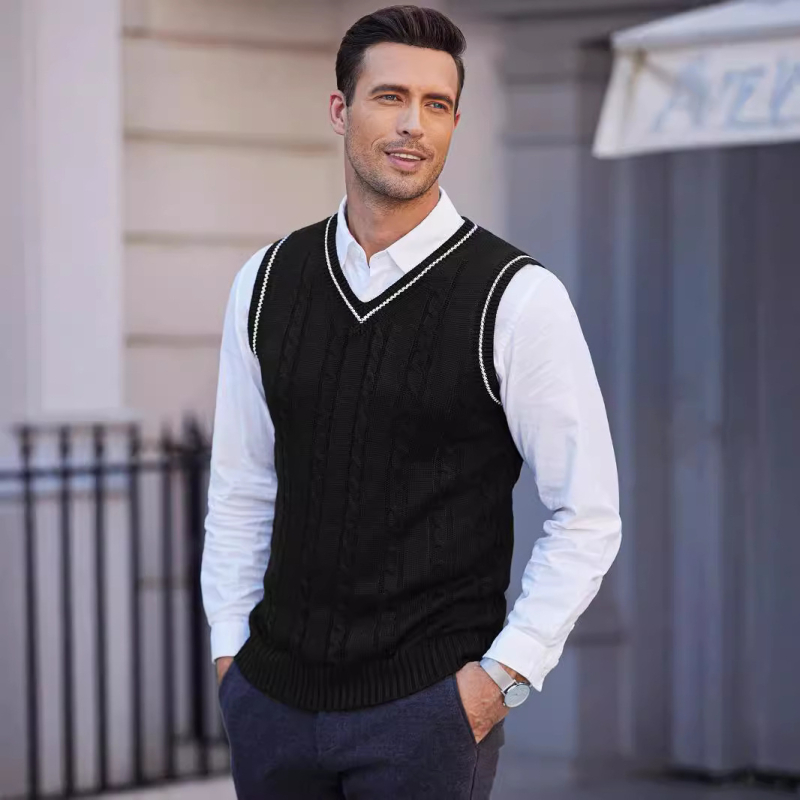 2024. aasta meeste kootud vest, varrukateta, vabaaja, pluss-suuruses meeste väliskaubanduse V-kaelusega paksendatud vesti alussärk