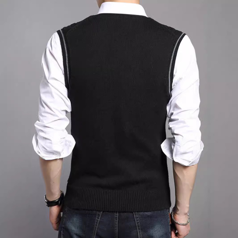 2024. aasta meeste kootud vest, varrukateta, vabaaja, pluss-suuruses meeste väliskaubanduse V-kaelusega paksendatud vesti alussärk