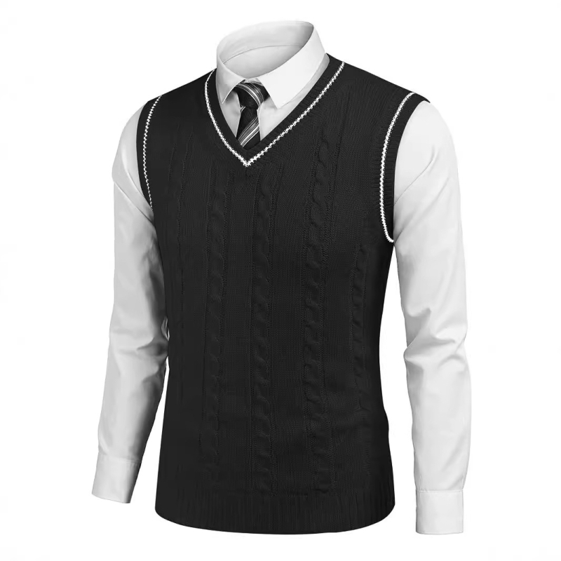 2024. aasta meeste kootud vest, varrukateta, vabaaja, pluss-suuruses meeste väliskaubanduse V-kaelusega paksendatud vesti alussärk