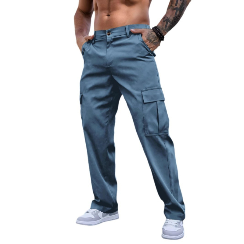 TikTok Cargo nadrág Férfi kopásálló sportnadrág Férfi nadrág Egyenes szabású, laza, plus size nyári, többzsebes, hétköznapi nadrág