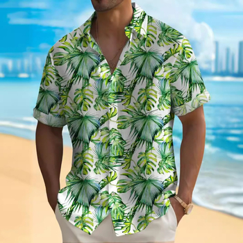 2024-es trendi, menő divatos kék kockás ing, 3D nyomtatású hawaii ing, férfi nyári ing, közvetlenül a gyárból