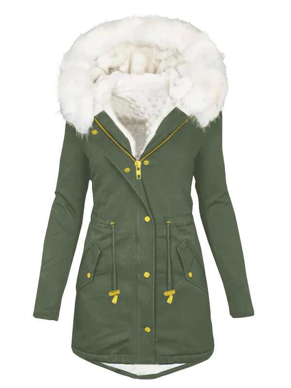 2024 Amazon Euroopa ja Ameerika Ühendriikide piiriülene talvine lukuga kunstkarusnahast dekoratiivmüts valge villane puuvillase polstriga mantel