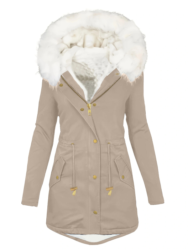 2024 Amazon Euroopa ja Ameerika Ühendriikide piiriülene talvine lukuga kunstkarusnahast dekoratiivmüts valge villane puuvillase polstriga mantel