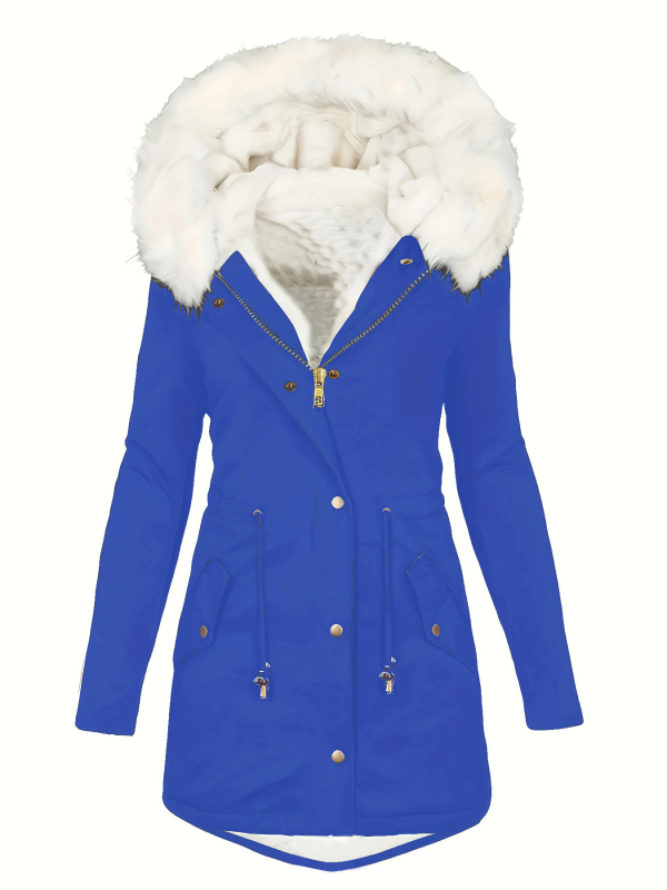 2024 Amazon Euroopa ja Ameerika Ühendriikide piiriülene talvine lukuga kunstkarusnahast dekoratiivmüts valge villane puuvillase polstriga mantel