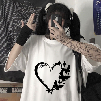 Transfrontaliere primăvară și vară îmbrăcăminte 2024 nou tricou femei de mărime mare vrac jumătate mânecă dragoste imprimat cu mânecă scurtă cuplu topuri