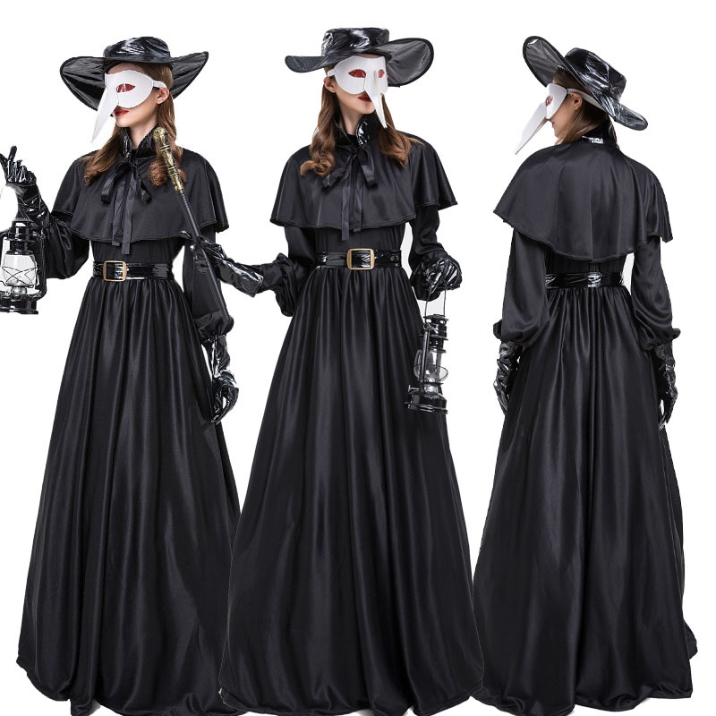 Хелоуин Врана с дълга уста, костюм в средновековен стил стийм пънк, човекът-мравка, европейски и американски костюм за чума, птича уста, лекарски костюм