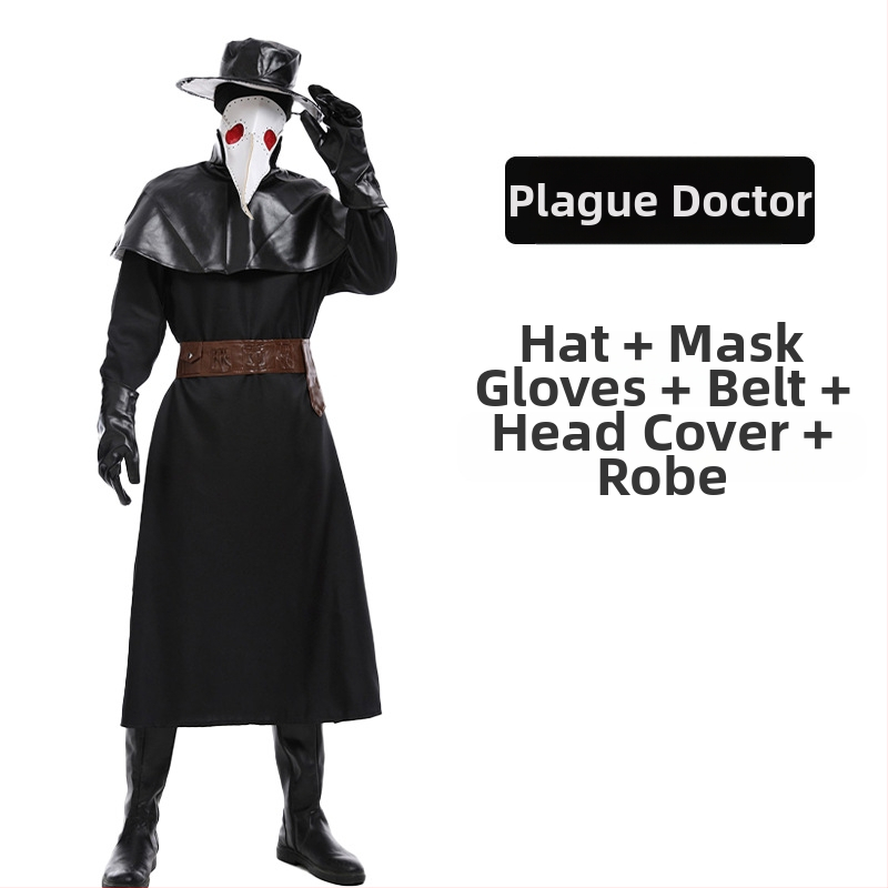 Хелоуин Врана с дълга уста, костюм в средновековен стил стийм пънк, човекът-мравка, европейски и американски костюм за чума, птича уста, лекарски костюм
