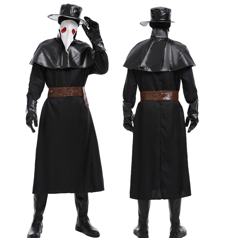 Хелоуин Врана с дълга уста, костюм в средновековен стил стийм пънк, човекът-мравка, европейски и американски костюм за чума, птича уста, лекарски костюм