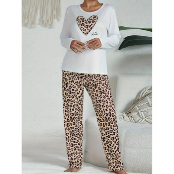 Határokon átnyúló alkalmi szerelem leopárd pizsama öltöny európai és amerikai kényelmes laza hosszú ujjú női otthoni ruha öltöny hétköznapi