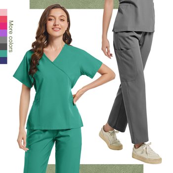 Operatsioonitoa kätepesuriided Naiste suvised õhukesed hambaarsti tööriided õe riided Lõhistatud ülikond kirurgilised riided polüamiid