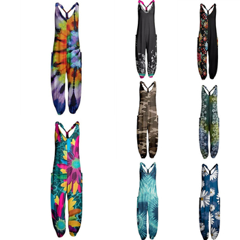 2025 Nové letné dámske oblečenie Amazonu, najpredávanejšie európske a americké módne maľované potlačené voľné veľké rovné overaly