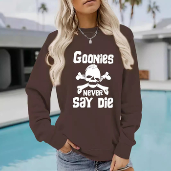 Hanorac cu imprimeu GOONIES, pentru femei, toamnă și iarnă, cu mânecă lungă, guler rotund, îngroșat, din Europa și Statele Unite