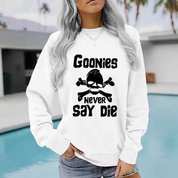 Hanorac cu imprimeu GOONIES, pentru femei, toamnă și iarnă, cu mânecă lungă, guler rotund, îngroșat, din Europa și Statele Unite