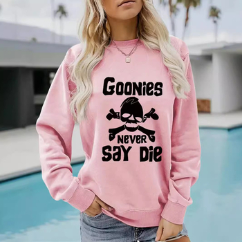 Hanorac cu imprimeu GOONIES, pentru femei, toamnă și iarnă, cu mânecă lungă, guler rotund, îngroșat, din Europa și Statele Unite