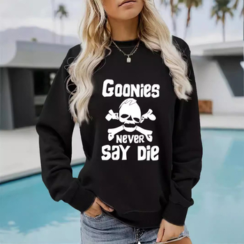 Hanorac cu imprimeu GOONIES, pentru femei, toamnă și iarnă, cu mânecă lungă, guler rotund, îngroșat, din Europa și Statele Unite