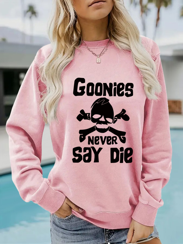 Hanorac cu imprimeu GOONIES, pentru femei, toamnă și iarnă, cu mânecă lungă, guler rotund, îngroșat, din Europa și Statele Unite