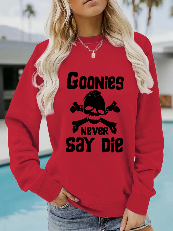Hanorac cu imprimeu GOONIES, pentru femei, toamnă și iarnă, cu mânecă lungă, guler rotund, îngroșat, din Europa și Statele Unite