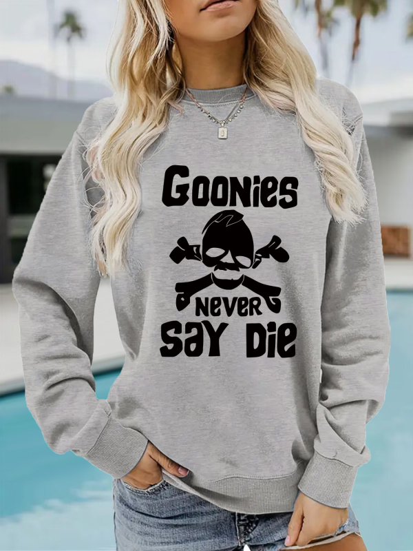 Hanorac cu imprimeu GOONIES, pentru femei, toamnă și iarnă, cu mânecă lungă, guler rotund, îngroșat, din Europa și Statele Unite