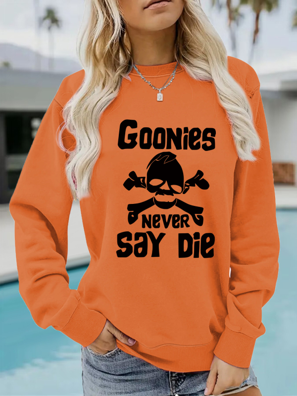 Hanorac cu imprimeu GOONIES, pentru femei, toamnă și iarnă, cu mânecă lungă, guler rotund, îngroșat, din Europa și Statele Unite