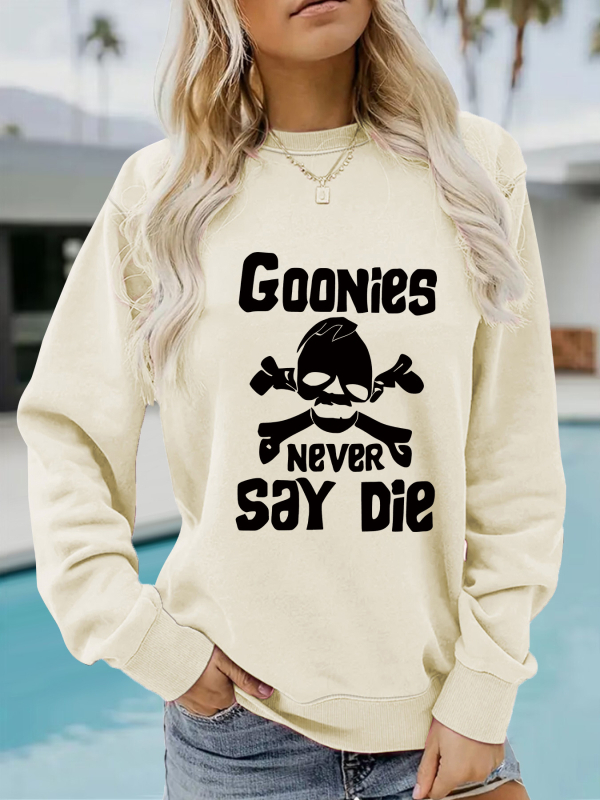 Hanorac cu imprimeu GOONIES, pentru femei, toamnă și iarnă, cu mânecă lungă, guler rotund, îngroșat, din Europa și Statele Unite