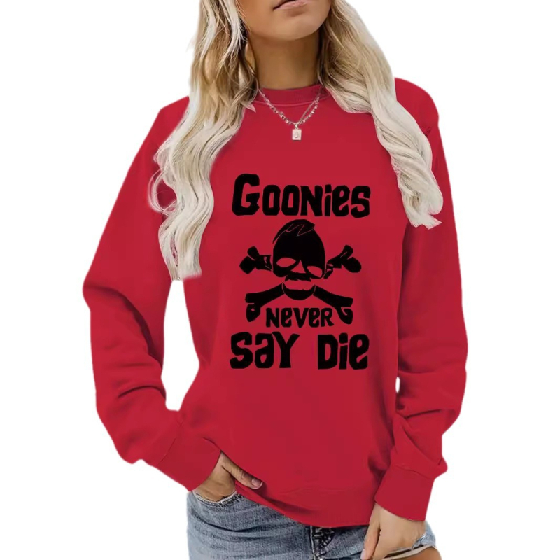 Hanorac cu imprimeu GOONIES, pentru femei, toamnă și iarnă, cu mânecă lungă, guler rotund, îngroșat, din Europa și Statele Unite