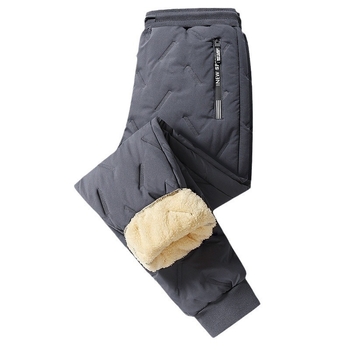 Pantaloni din piele de miel pentru bărbați, căptușiți cu fleece, groși, de vârstă mijlocie și vârstnici, pentru bărbați, talie lejeră, îmbrăcăminte exterioară, casual, din bumbac