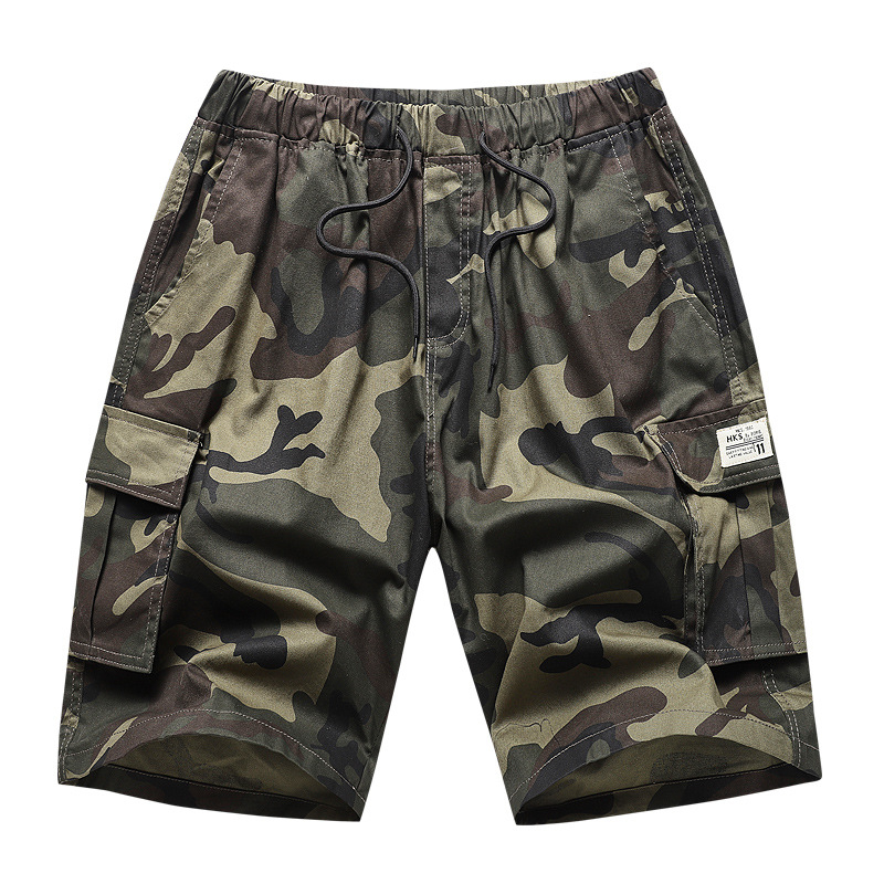Pantaloni scurți cargo de dimensiuni mari pentru bărbați, îmbrăcăminte exterioară de camuflaj, sport, pantaloni casual cu cinci puncte, japonezi, coreeni și americani