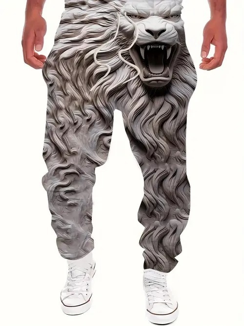Pantaloni sport pentru bărbați, stil coreean, cu model animal, la modă, de înaltă calitate, stil business, slim fit